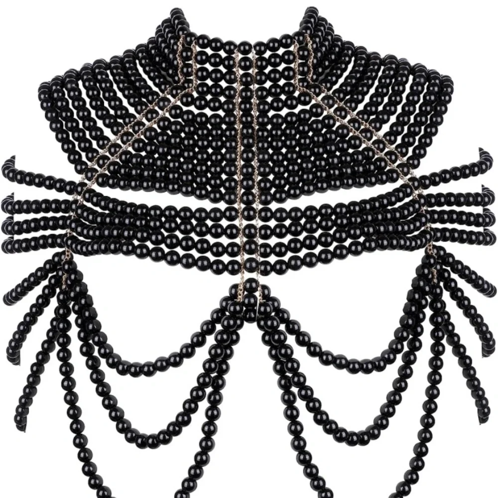 Luxurious black pearl body chain - Picture 2 of 6
